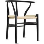 Chaise de salle à manger moderne en bois avec accoudoirs à dossier ouvert et siège en chanvre pour la maison, le restaurant, le bureau