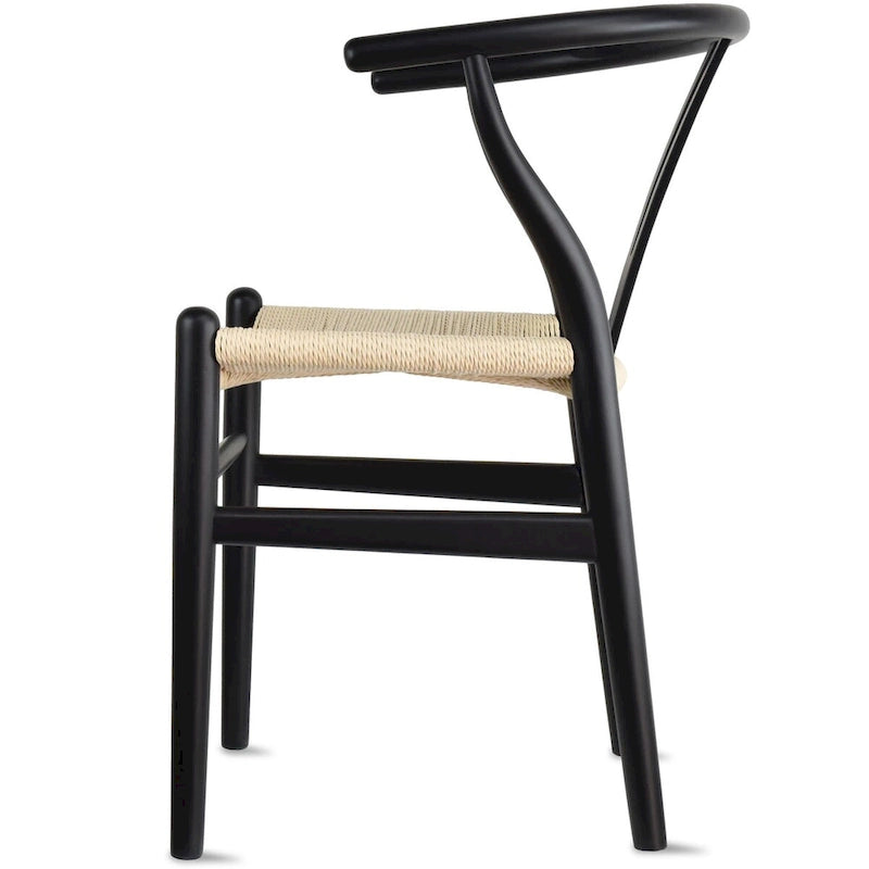 Chaise de salle à manger moderne en bois avec accoudoirs à dossier ouvert et siège en chanvre pour la maison, le restaurant, le bureau