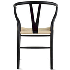 Chaise de salle à manger moderne en bois avec accoudoirs à dossier ouvert et siège en chanvre pour la maison, le restaurant, le bureau