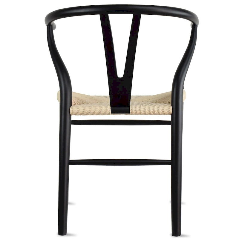 Chaise de salle à manger moderne en bois avec accoudoirs à dossier ouvert et siège en chanvre pour la maison, le restaurant, le bureau