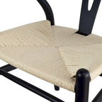 Chaise de salle à manger moderne en bois avec accoudoirs à dossier ouvert et siège en chanvre pour la maison, le restaurant, le bureau