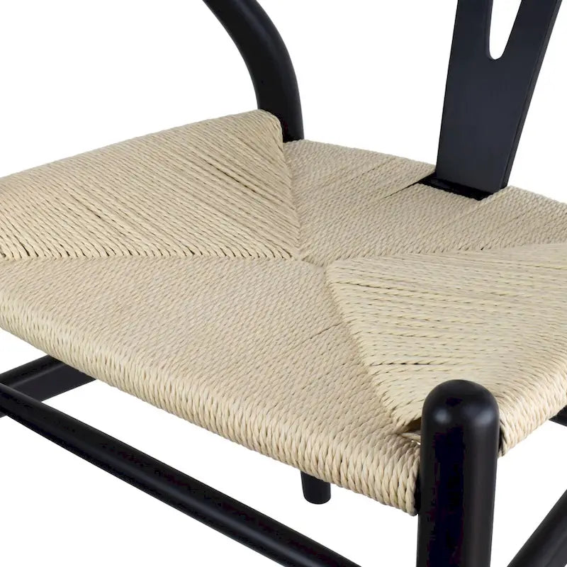 Chaise de salle à manger moderne en bois avec accoudoirs à dossier ouvert et siège en chanvre pour la maison, le restaurant, le bureau