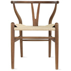 Chaise de salle à manger moderne en bois avec accoudoirs à dossier ouvert et siège en chanvre pour la maison, le restaurant, le bureau