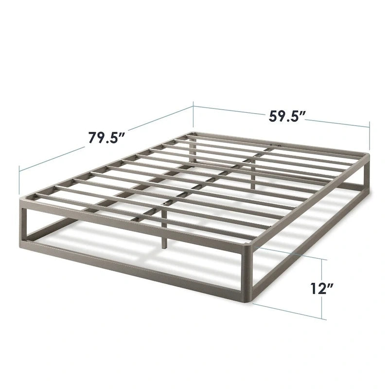 Cadre de lit plateforme en métal robuste de 12 pouces McAlpin gris