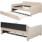 Classic Full Size Velvet Upholstered Daybed with a Trundle Bed