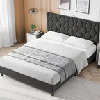 Upholstered Platform Bed Frame with Adjustable Headboard