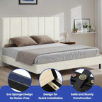 52King Vertical Channel Tufted Headboard Velvet Upholstered Platform Bed Frame