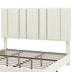 52King Vertical Channel Tufted Headboard Velvet Upholstered Platform Bed Frame