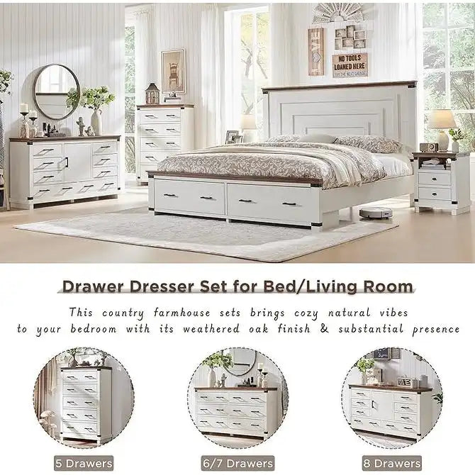 18Farmhouse Nightstand with Charging Station, Night Stand, End Table