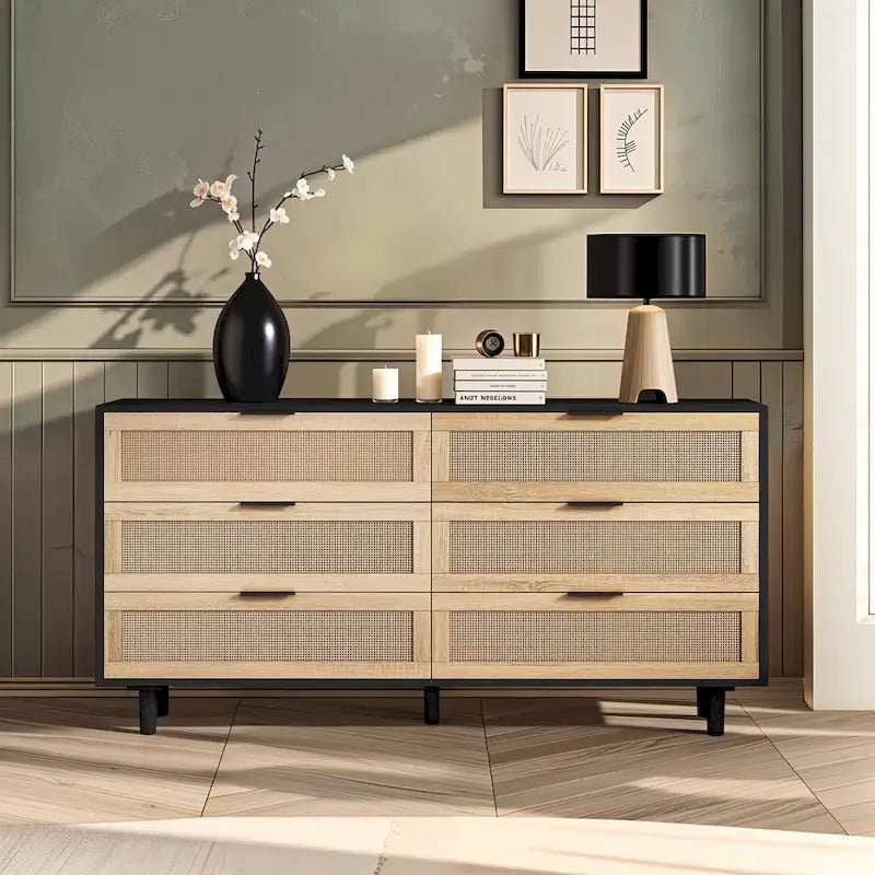 6-Drawers Rattan Storage Cabinet Rattan Drawer