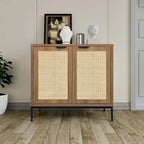 Buffet Anmytek moderne du milieu du siècle avec portes et accents en rotin