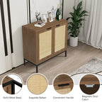 Buffet Anmytek moderne du milieu du siècle avec portes et accents en rotin