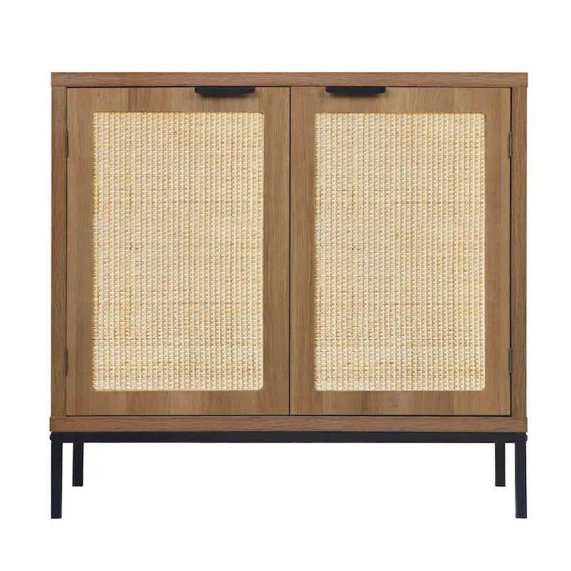 Buffet Anmytek moderne du milieu du siècle avec portes et accents en rotin