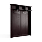Porte-manteau en bois massif avec rangement pour chaussures et 1 bac