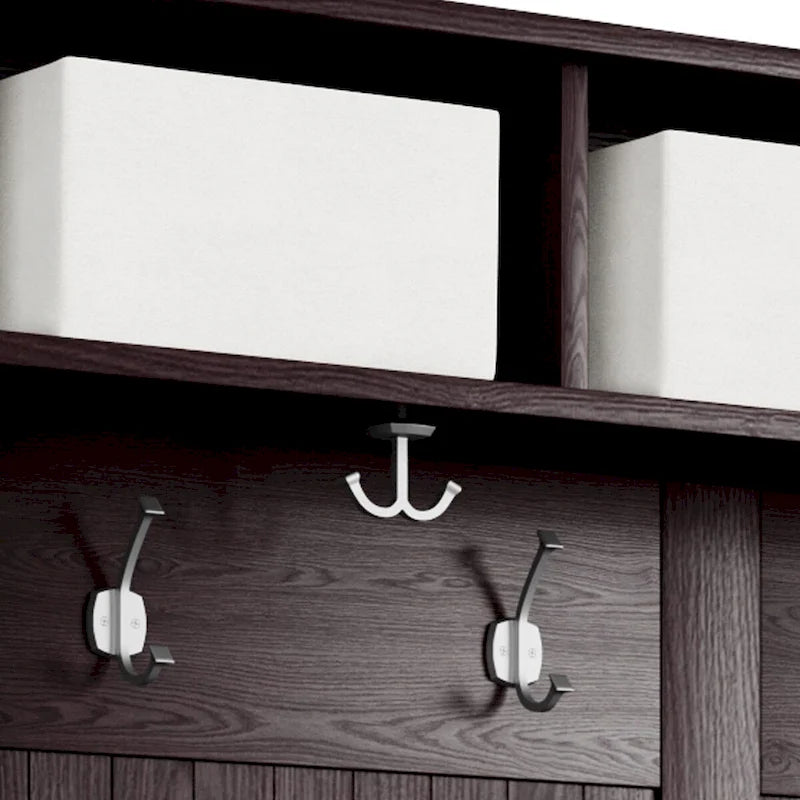 Porte-manteau en bois massif avec rangement pour chaussures et 1 bac