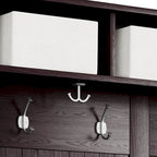 Porte-manteau en bois massif avec rangement pour chaussures et 1 bac