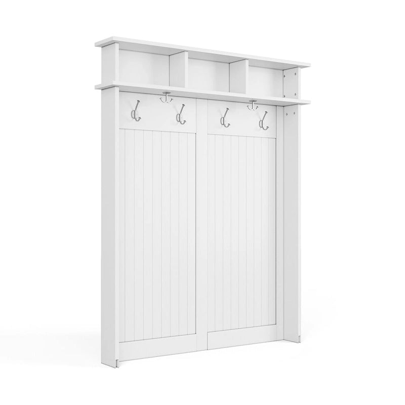 Porte-manteau en bois massif avec rangement pour chaussures et 1 bac