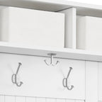 Porte-manteau en bois massif avec rangement pour chaussures et 1 bac