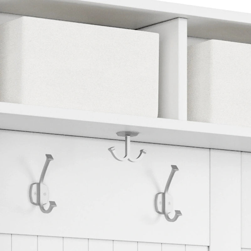 Porte-manteau en bois massif avec rangement pour chaussures et 1 bac