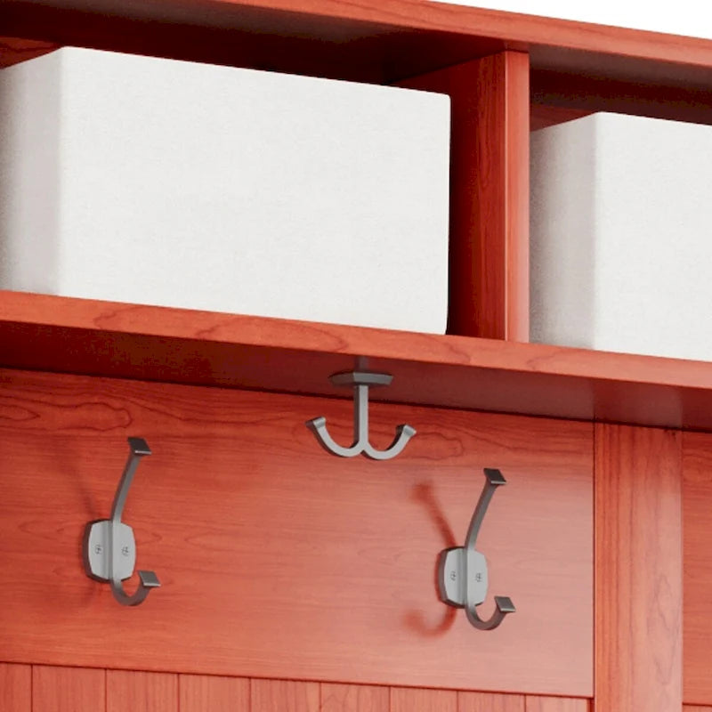 Porte-manteau en bois massif avec rangement pour chaussures et 1 bac