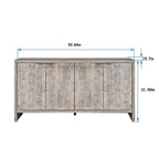 Vaisselier buffet desserte d'appoint 4 portes en bois noir antique style rustique de 152,4 cm