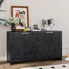 Vaisselier buffet desserte d'appoint 4 portes en bois noir antique style rustique de 152,4 cm