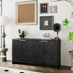 Vaisselier buffet desserte d'appoint 4 portes en bois noir antique style rustique de 152,4 cm