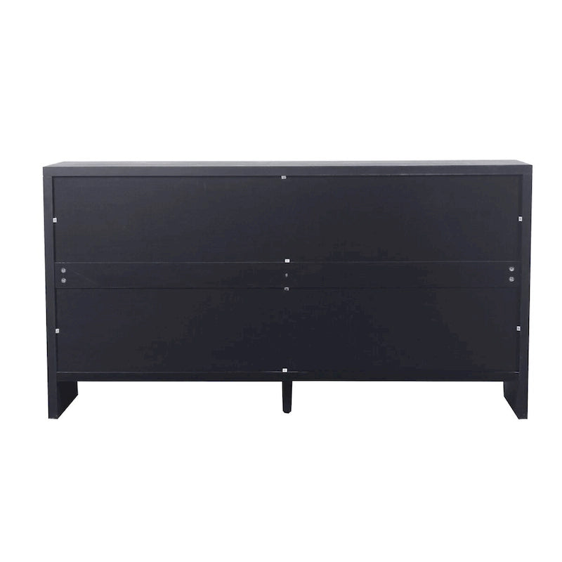 Vaisselier buffet desserte d'appoint 4 portes en bois noir antique style rustique de 152,4 cm