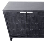 Vaisselier buffet desserte d'appoint 4 portes en bois noir antique style rustique de 152,4 cm