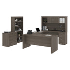 Logan 66W U-Shaped Desk with Hutch, Cabinet, and Bookcase