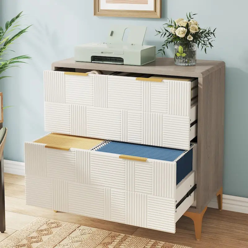 File Cabinet with 2 Drawers, Lateral Filing Cabinet with Adjustable Hanging Bar