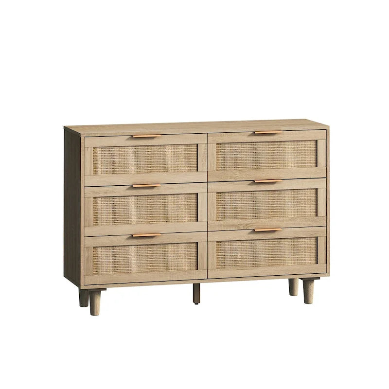 6-drawers Rattan Storage Cabinet - 43.31L x 15.75W x 29.53H