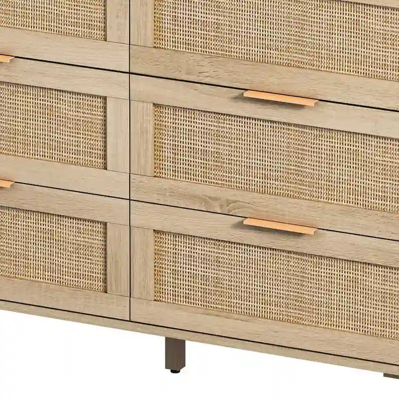 6-drawers Rattan Storage Cabinet - 43.31L x 15.75W x 29.53H