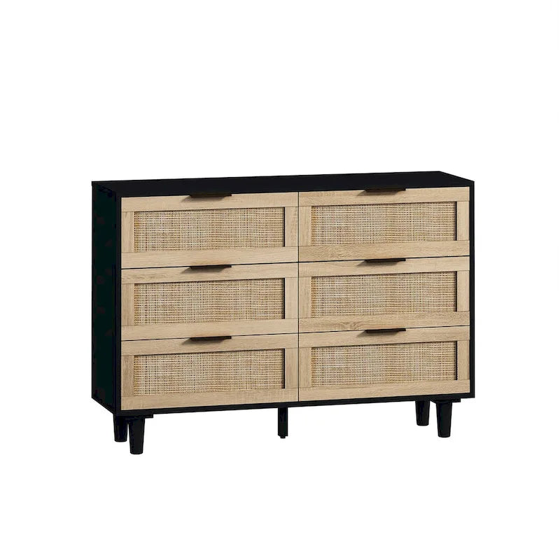 6-drawers Rattan Storage Cabinet - 43.31L x 15.75W x 29.53H