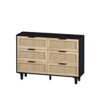 6-drawers Rattan Storage Cabinet - 43.31L x 15.75W x 29.53H