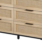 6-drawers Rattan Storage Cabinet - 43.31L x 15.75W x 29.53H
