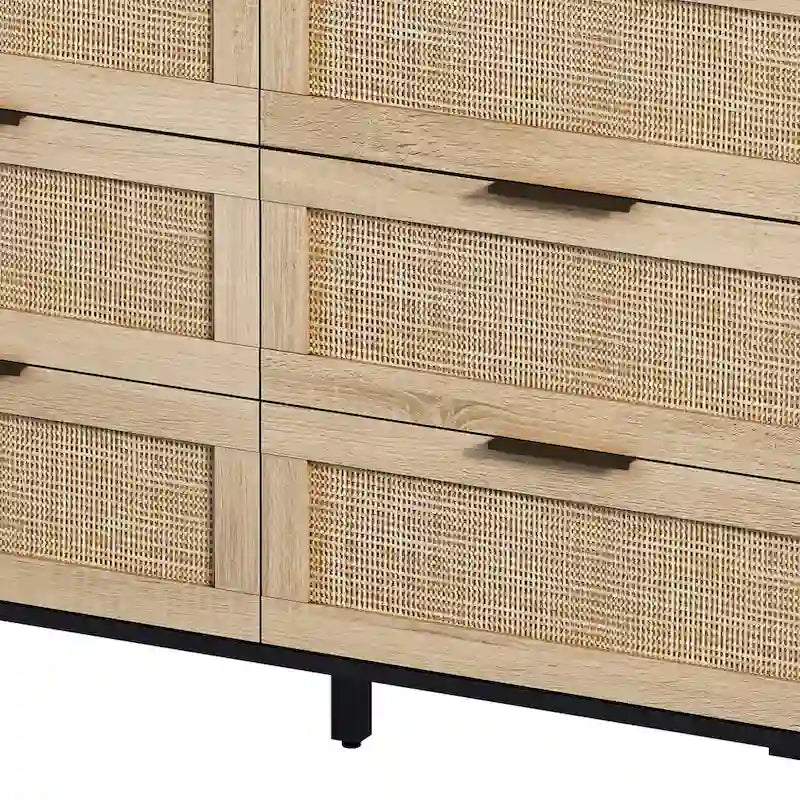 6-drawers Rattan Storage Cabinet - 43.31L x 15.75W x 29.53H