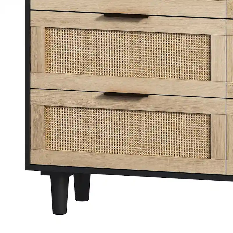 6-drawers Rattan Storage Cabinet - 43.31L x 15.75W x 29.53H