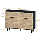 6-drawers Rattan Storage Cabinet - 43.31L x 15.75W x 29.53H