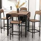 Farmhouse 5-piece Counter Height Drop Leaf Dining Table Set with Dining Chairs for 4