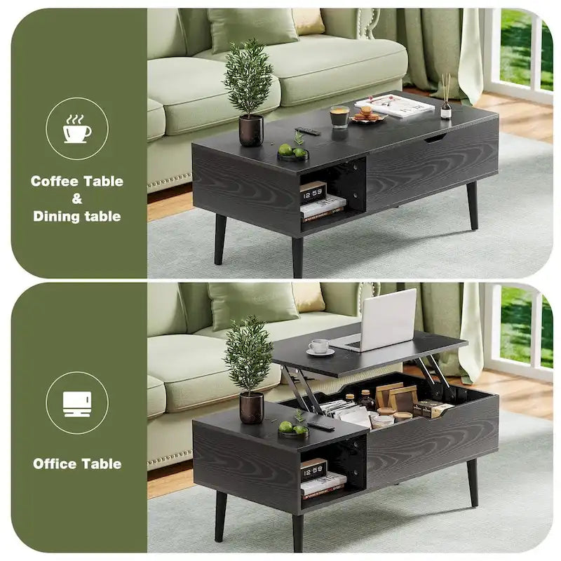 Lift Top Coffee Storage Wood Tables with Hidden Compartment Small Dining Desk for Home Living Room Office