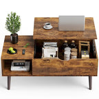 Tables basses de rangement en bois avec plateau relevable et compartiment caché, petite table à manger pour salon ou bureau