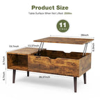 Tables basses de rangement en bois avec plateau relevable et compartiment caché, petite table à manger pour salon ou bureau