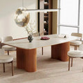 78.7Rectangle Dining Table, Luxury Sintered Stone Kitchen Table with Solid Wood Legs