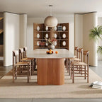 78.7Rectangle Dining Table, Luxury Sintered Stone Kitchen Table with Solid Wood Legs