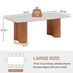 78.7Rectangle Dining Table, Luxury Sintered Stone Kitchen Table with Solid Wood Legs