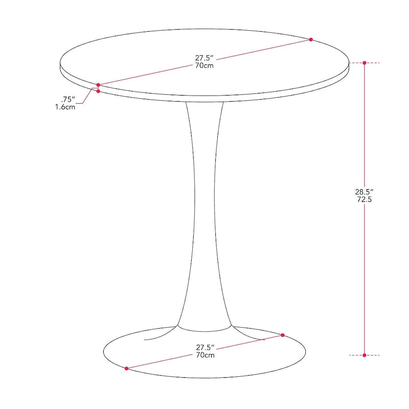 White with Gold Pedestal Base 28-inch Pedestal Bistro Dining Table