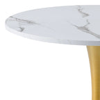 White with Gold Pedestal Base 28-inch Pedestal Bistro Dining Table