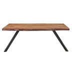 Isla 80 Inch Acacia Wood Dining Table, Live Edges, Brown, Black