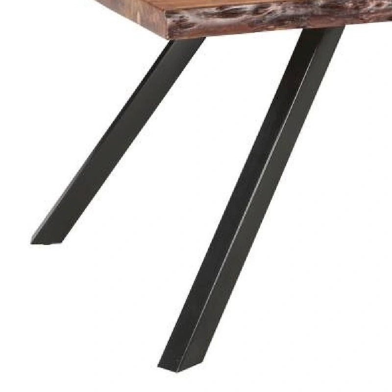 Isla 80 Inch Acacia Wood Dining Table, Live Edges, Brown, Black